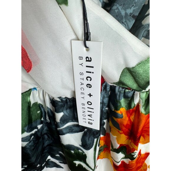 Alice + Olivia Greenwich Garden Dress Susana Floral Burnout Faux-Wrap Size 6 - Picture 10 of 10